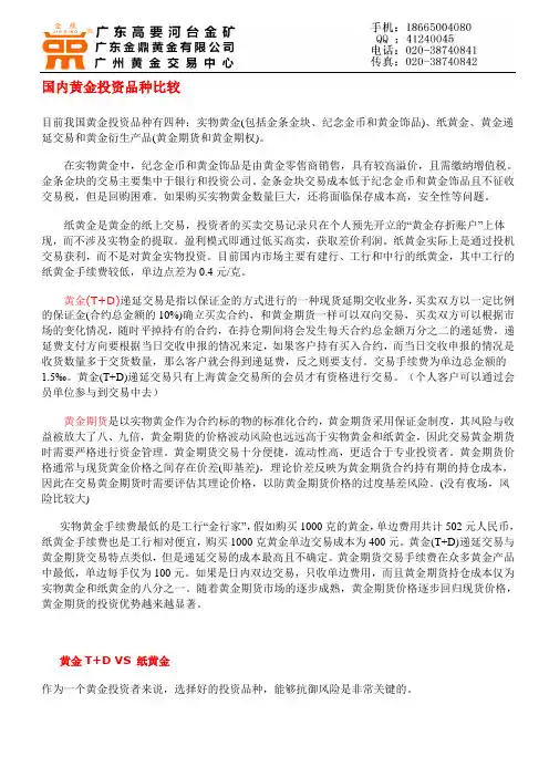 国内黄金品种