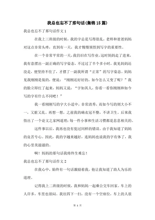 我总也忘不了那句话(集锦15篇)