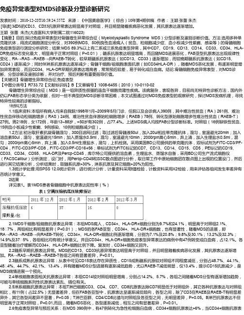 免疫异常表型对MDS诊断及分型诊断研究