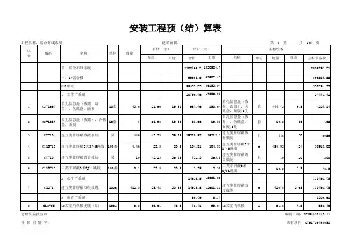 综合布线系统预算单