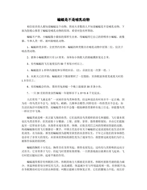 蝙蝠是不是哺乳动物
