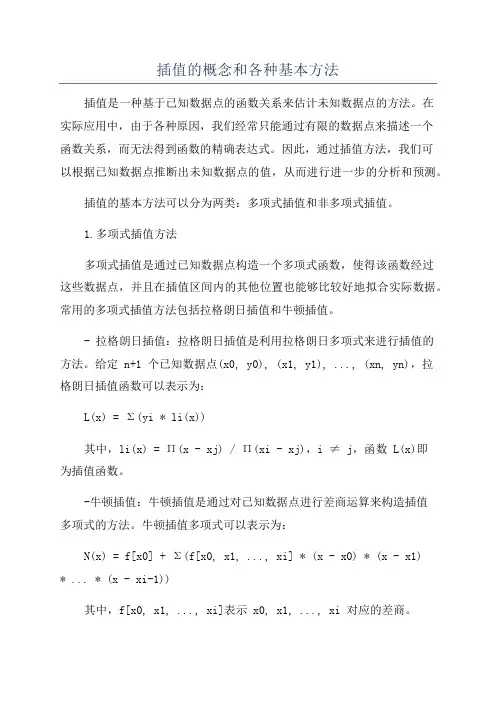 插值的概念和各种基本方法