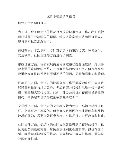 城管下街道调研报告