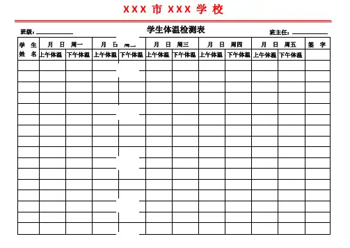 开学复课学生体温登记表模板