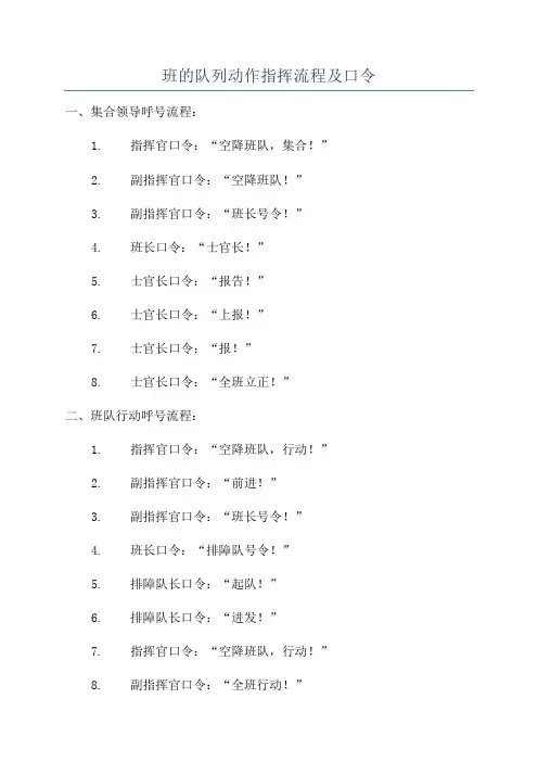 班的队列动作指挥流程及口令