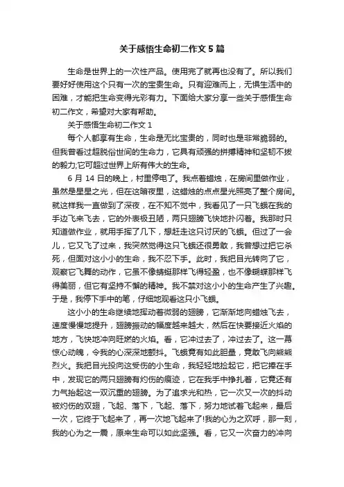 关于感悟生命初二作文5篇