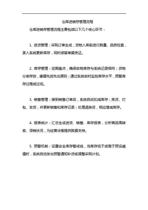仓库进销存管理流程