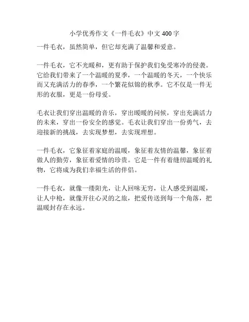 小学优秀作文《一件毛衣》中文400字