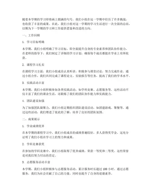 小组期末总结范文