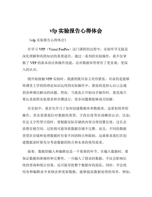 vfp实验报告心得体会