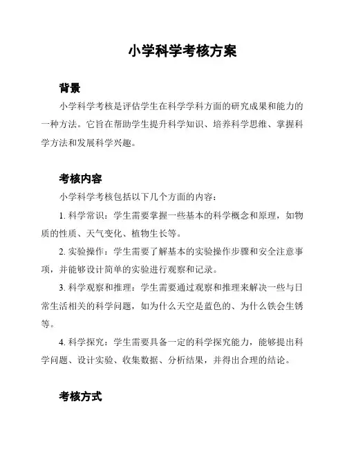 小学科学考核方案