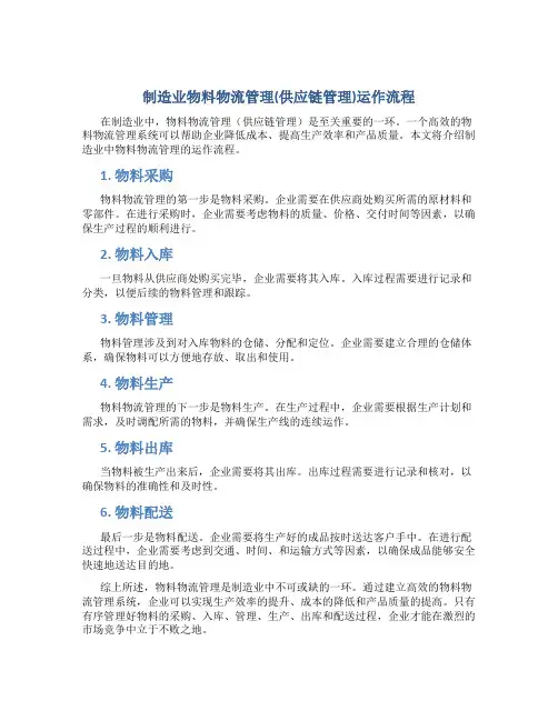 制造业《物料物流管理(供应链管理)运作流程》