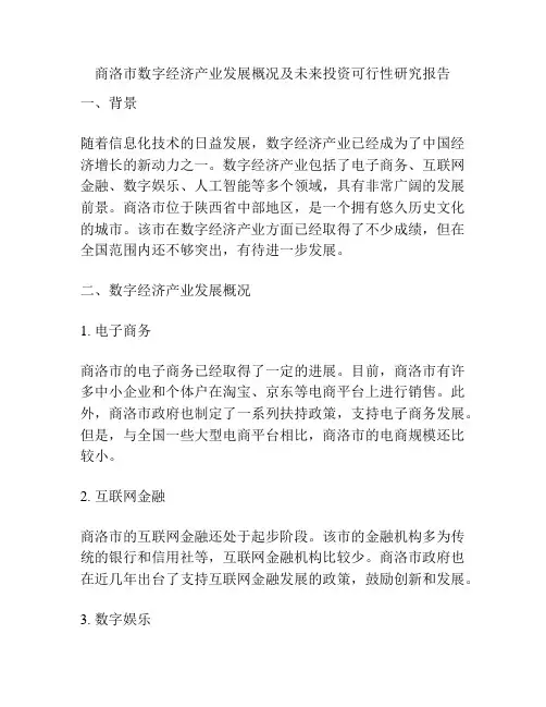商洛市数字经济产业发展概况及未来投资可行性研究报告