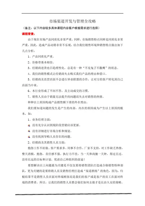 市场渠道开发与管理全攻略(修改版)