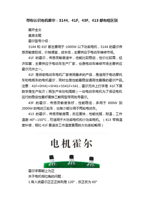 带你认识电机霍尔：3144、41F、43F、413都有啥区别