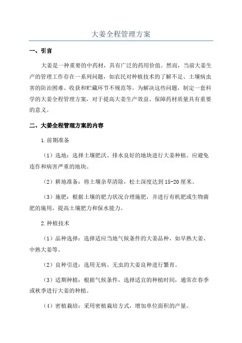 大姜全程管理方案