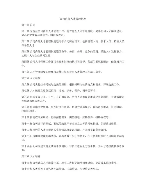 公司内部人才管理制度