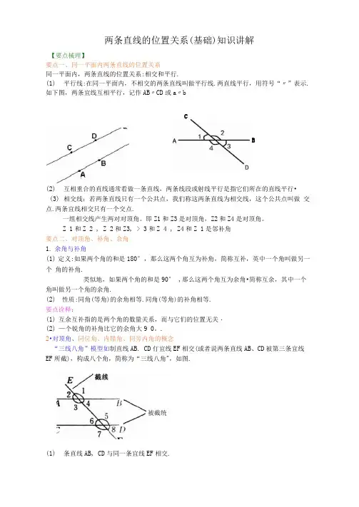 1.两条直线的位置关系(基础)知识讲解