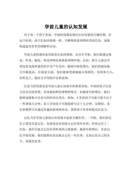 学前儿童的认知发展