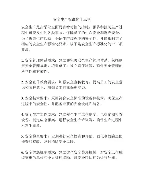 安全生产标准化十三项