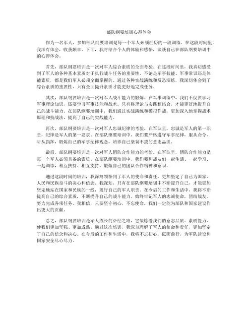 部队纲要培训心得体会