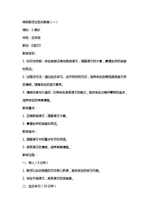 特级教师王崧舟教案