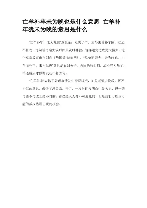亡羊补牢犹未为晚的意思是什么