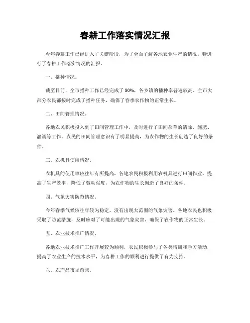 春耕工作落实情况汇报