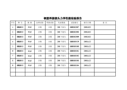钢筋焊接接头力学性能检验报告