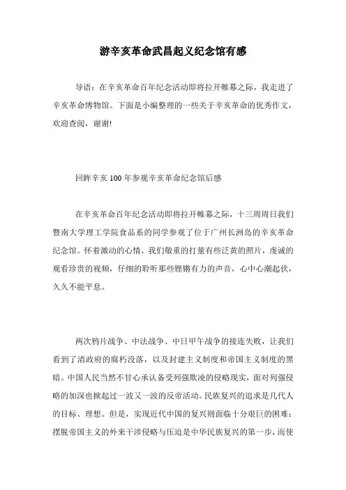 游辛亥革命武昌起义纪念馆有感.doc