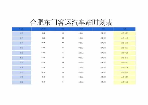 合肥东门客运汽车站时刻表