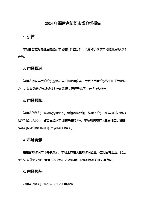 2024年福建省纺织市场分析报告