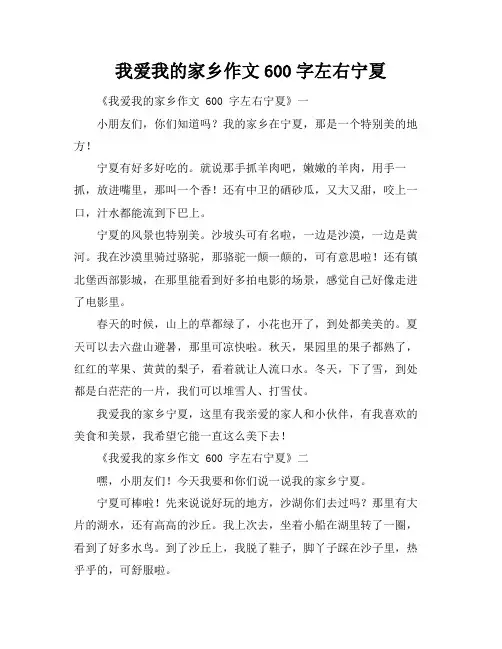 我爱我的家乡作文600字左右宁夏