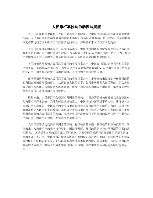 人民币汇率波动的动因与展望