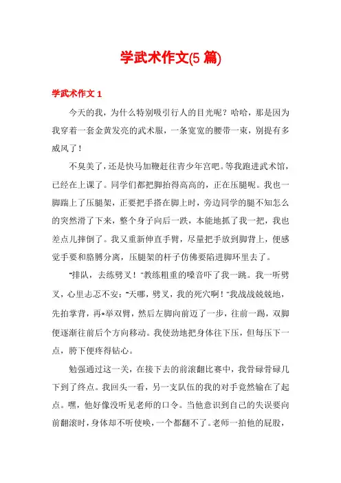 学武术作文(5篇)