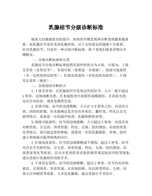乳腺结节分级诊断标准
