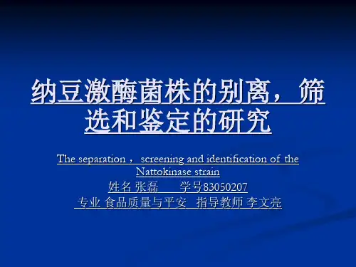 纳豆激酶菌株的分离,筛选和鉴定的研究