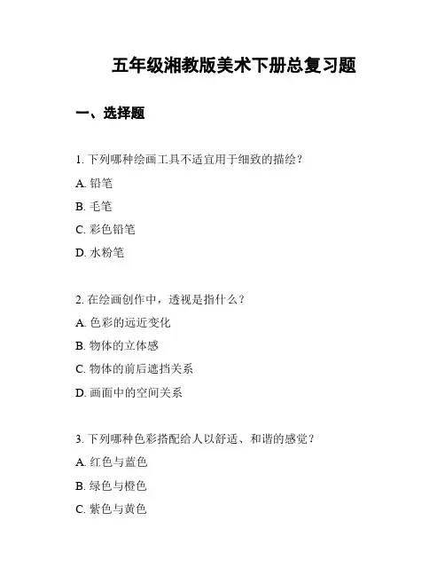 五年级湘教版美术下册总复习题