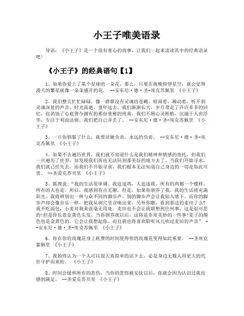 小王子唯美语录