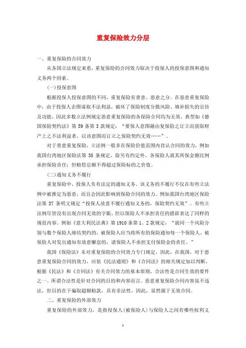 重复保险效力分层