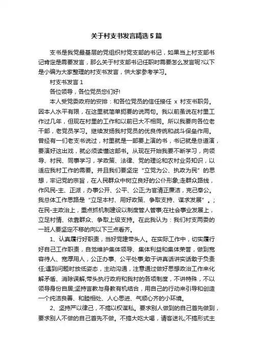 关于村支书发言精选5篇