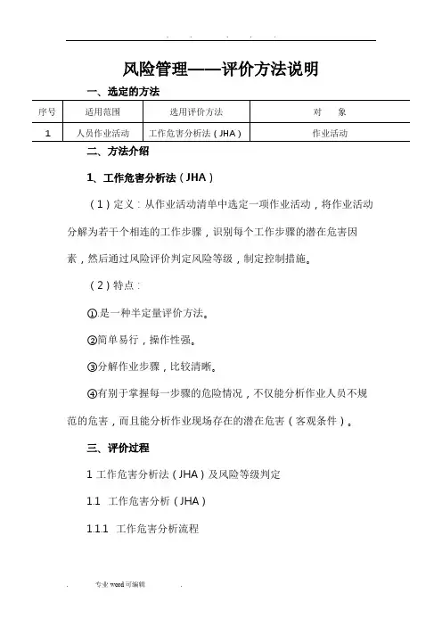 风险评价方法(JHA)说明与举例