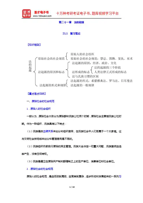 葛洪义《法理学》笔记和课后习题(含考研真题)详解-法的起源【圣才出品】