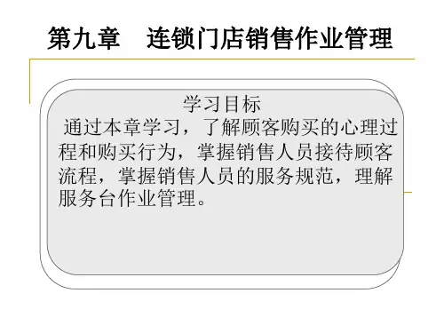 第9章连锁门店销售作业管理