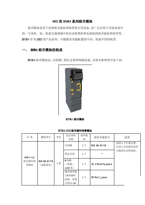 MEI纸币模块BNR 系列技术方案