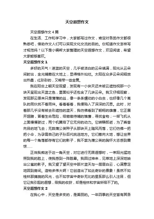 天空遐想作文4篇