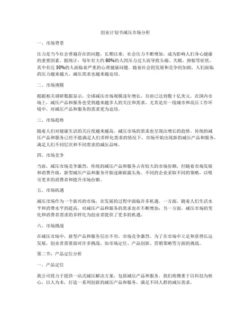 创业计划书减压市场分析