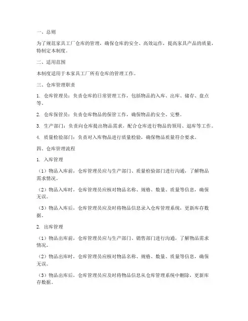 家具工厂仓库管理制度