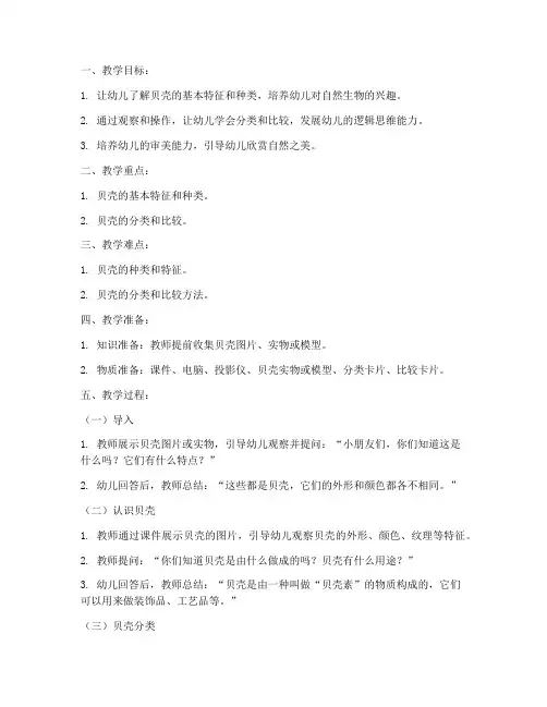 幼师贝壳课件教案模板范文