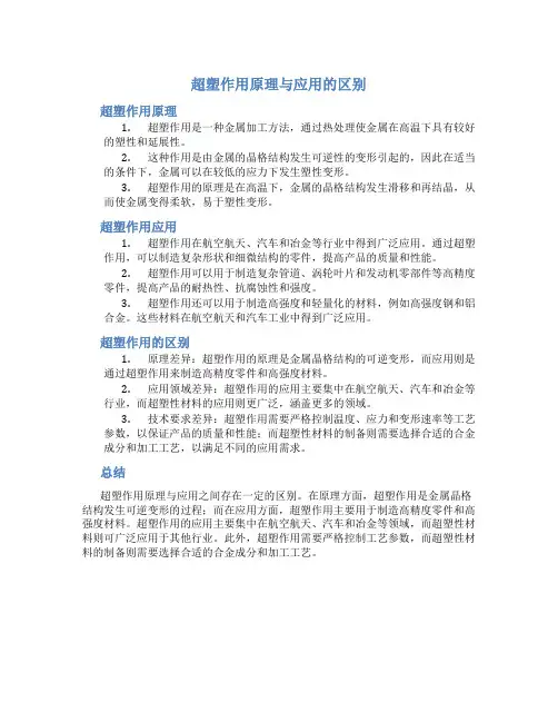 超塑作用原理与应用的区别